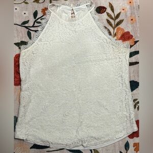 White Lace High-Neck Tunic Top